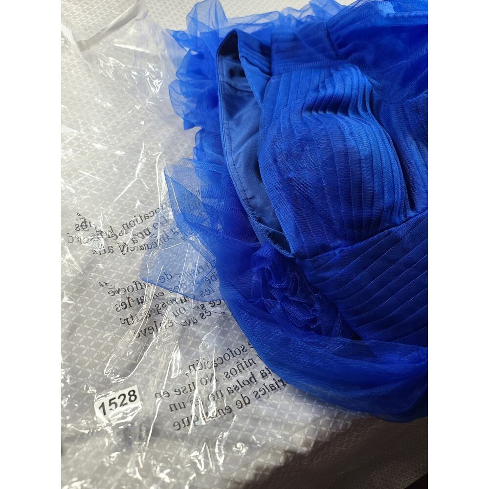 Royal Blue Chiffon Gown Size 12 Formal Empire Waist Sheer - Picture 11 of 11